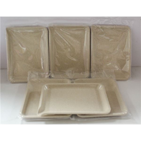 NEW 6PK  8" PLASTIC ROLLING TRAYS-CREAM