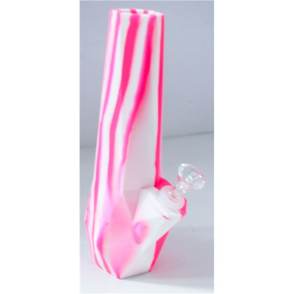 NEW 10" SILICONE PINK WHITE BONG