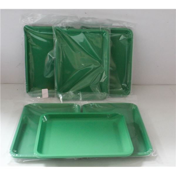 NEW 6PK  8" PLASTIC ROLLING TRAYS- GREEN