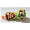 Image 1 : NEW 5" MONSTER FACE GLASS PIPE; GREEN/ YELLOW W/
