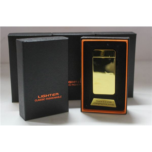5PK OF USB LIGHTERS; GOLD
