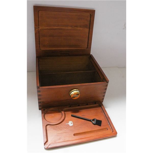 NEW SHOMORY WOODEN, LOCKABLE STASH BOX.