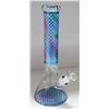 Image 1 : NEW 14" BLUE METALLIC CHECKERED GLASS BEAKER BONG