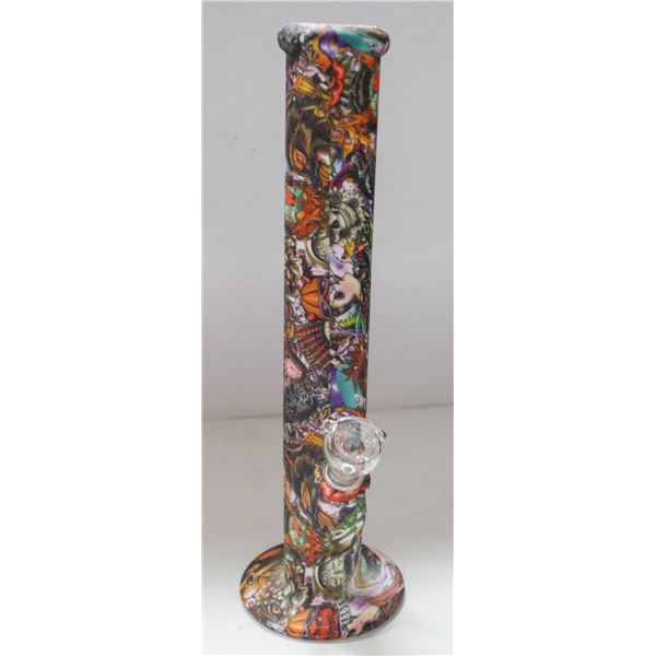 14" NEW SILICONE STRAIGHT TUBE BONGO PRINTED BONG