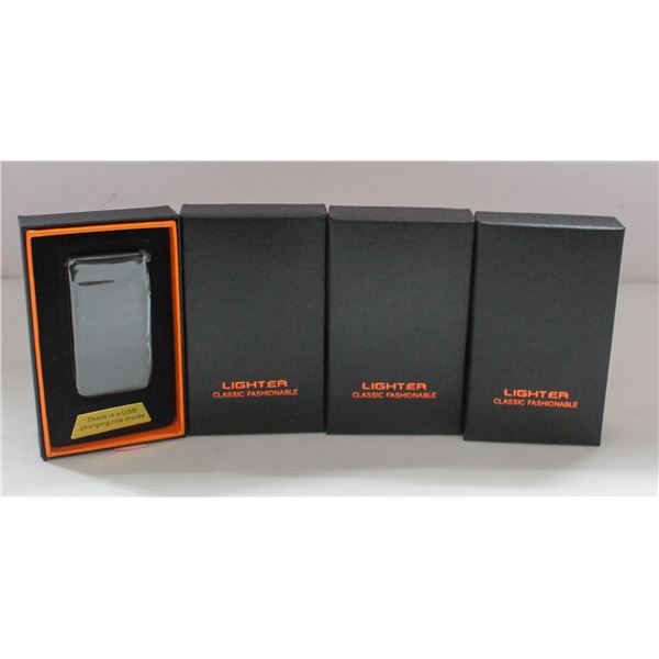 4PK OF USB LIGHTERS; BLACK