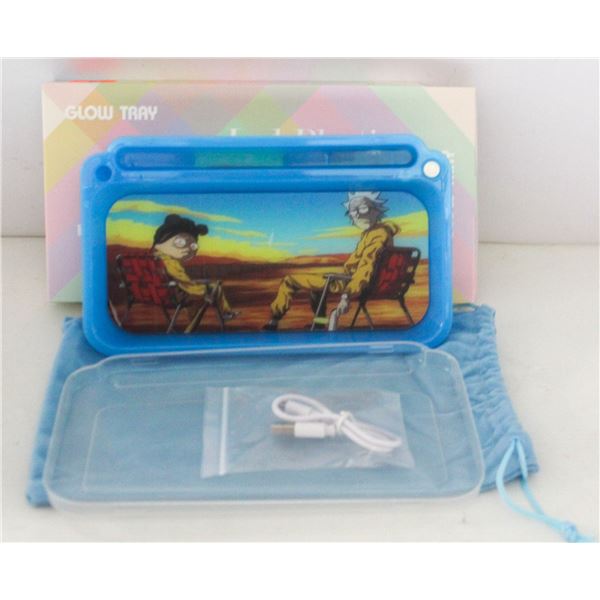 NEW BLUE GLOW TRAY; LED PLASTIC ROLLING TRAY- 7