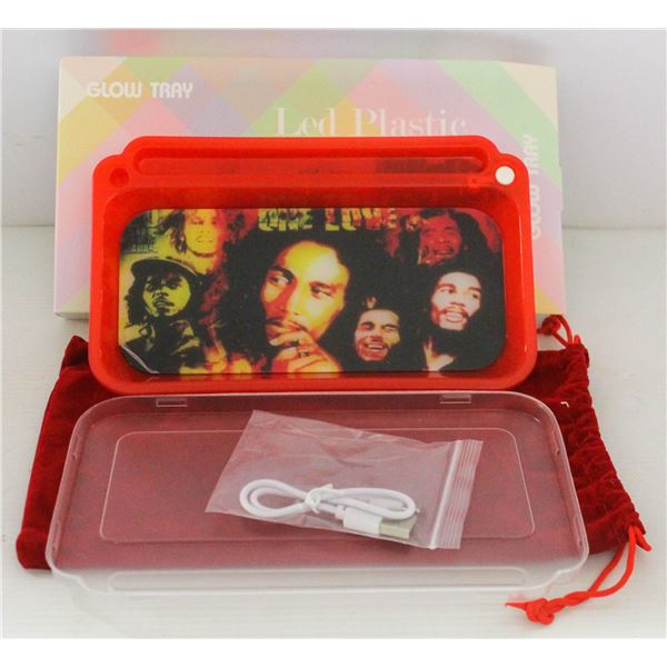 NEW RED GLOW TRAY; LED PLASTIC ROLLING TRAY- 7