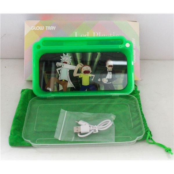 NEW GREEN GLOW TRAY; LED PLASTIC ROLLING TRAY- 7