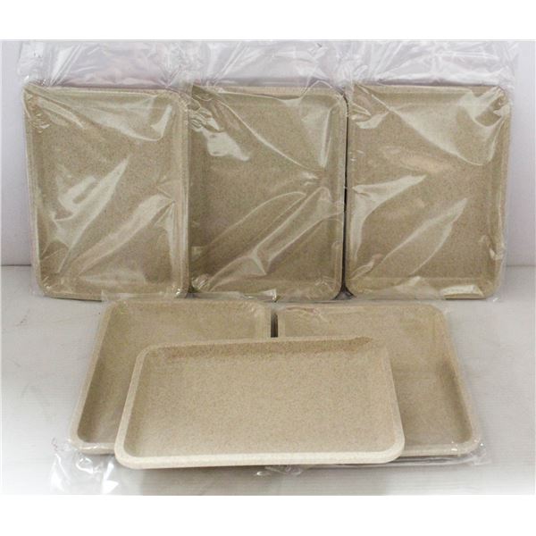 NEW 6PK  8" PLASTIC ROLLING TRAYS-CREAM