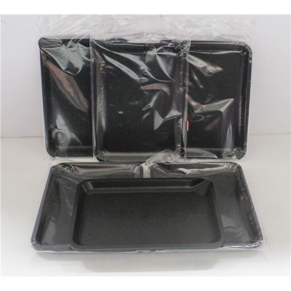 NEW 6PK  8" PLASTIC ROLLING TRAYS- BLACK
