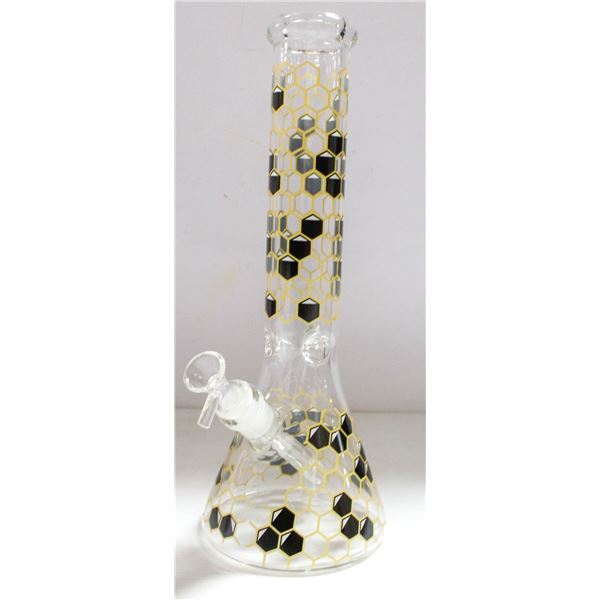 NEW 13.5" BLACK HONEYCOMB GLASS BEAKER BONG