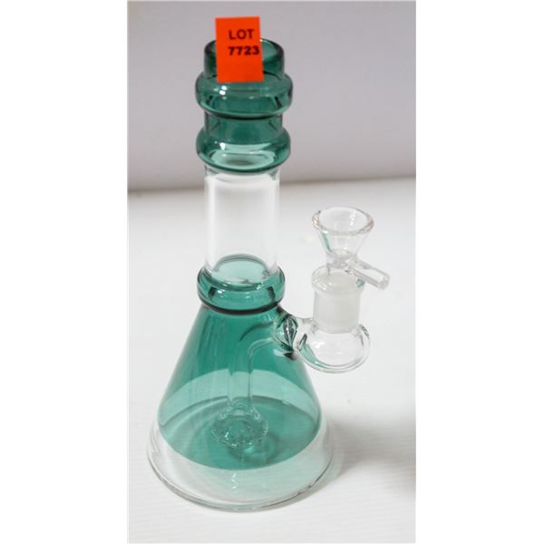 NEW 8" GLASS GREEN TONE PERC BONG