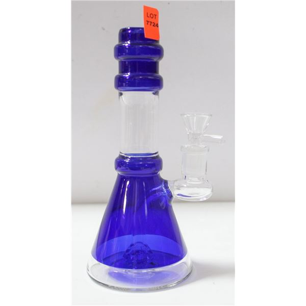 NEW 8" GLASS BLUE TONE PERC BONG