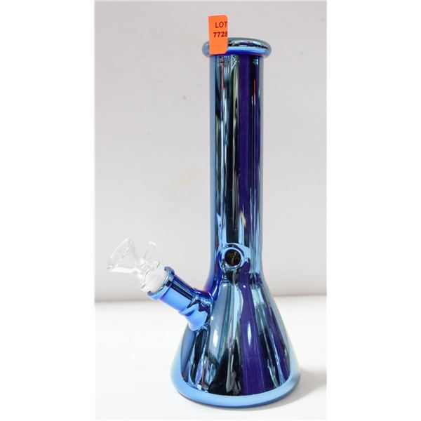 NEW 10"  BLUE METALLIC GLASS BONG