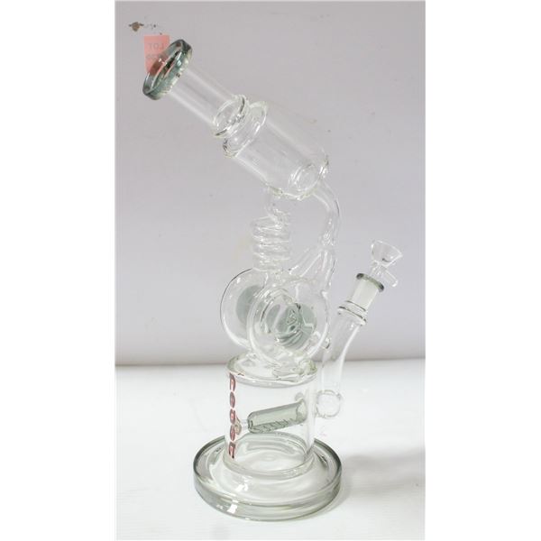 12" FEAST CLEAR GLASS ORNATE BONG