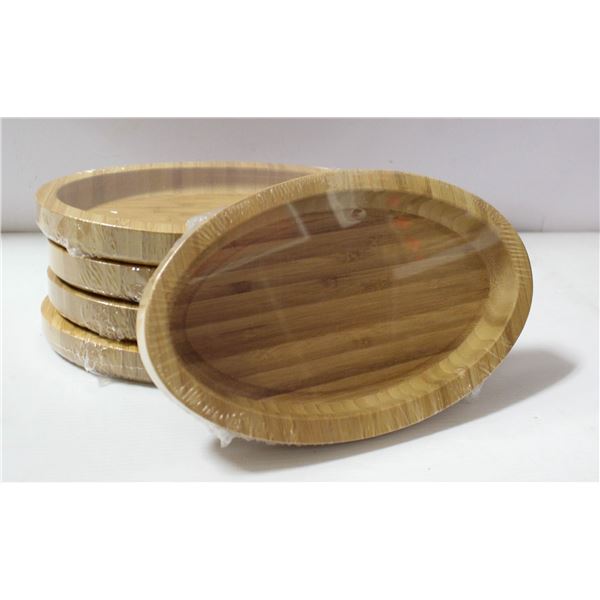 LOT OF 5 OVAL WOODEN TRAYS