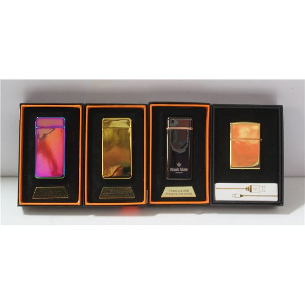 LOT OF 4 ASSORTED USB RECHARGEABLE LIGHTERS