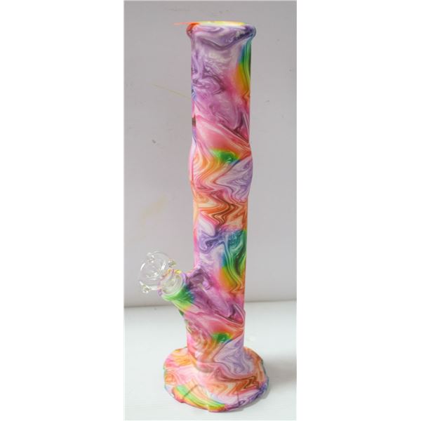 14" NEW SILICONE STRAIGHT TUBE BONGO PRINTED BONG