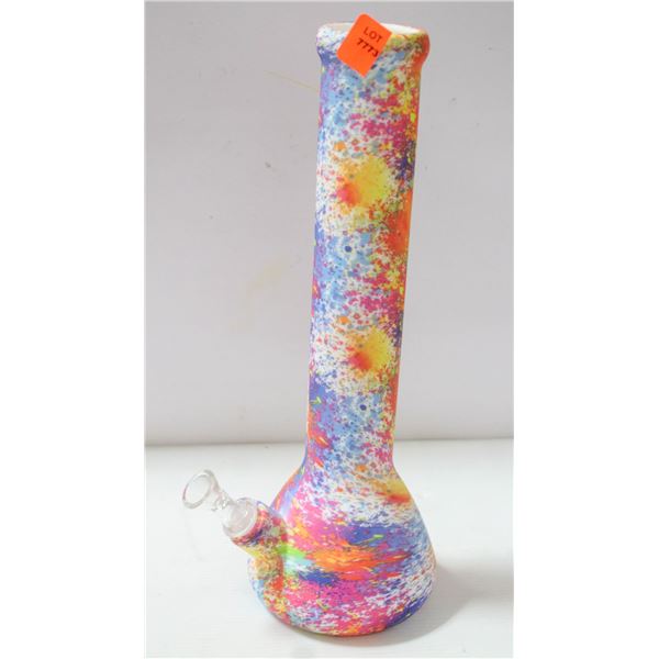 14" NEW SILICONE STRAIGHT TUBE BONGO PRINTED BONG
