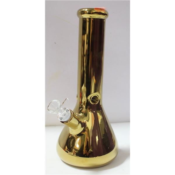 NEW 12" METALLIC GOLD GLASS BEAKER BONG
