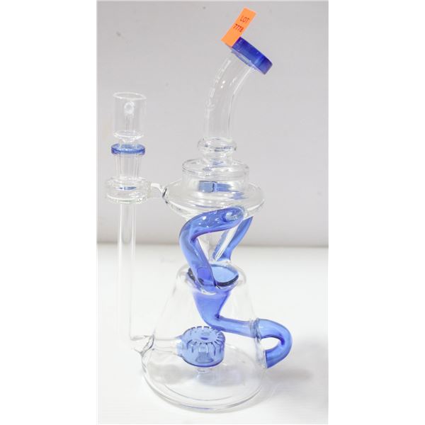 NEW 9.5: PULSAR GLASS/ BLUE ACCENTED PERC BONG