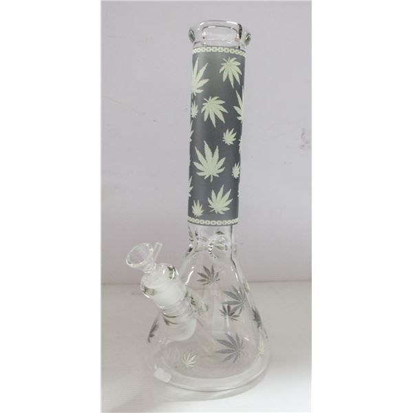 NEW 14" CLEAR GREY ETCHED BEAKER BONG