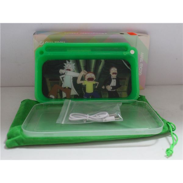 NEW GREEN GLOW TRAY; LED PLASTIC ROLLING TRAY- 7