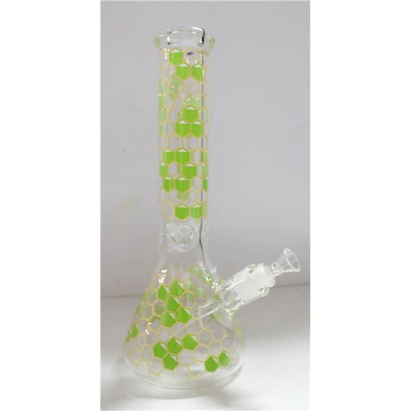 NEW 14" GREEN HONEYCOMB GLASS BEAKER BONG