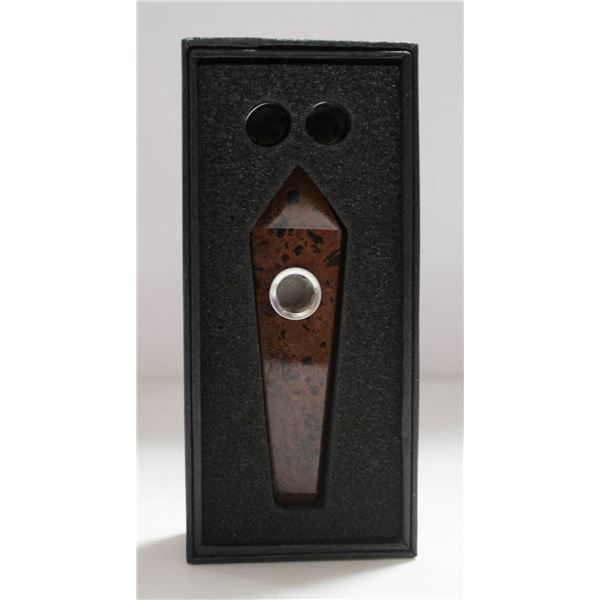 NEW STONE PIPE W/ SCREENS; RED OBSIDIAN