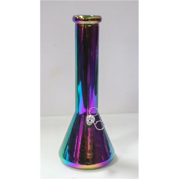 NEW 12" METALLIC RAINBOW GLASS BEAKER BONG
