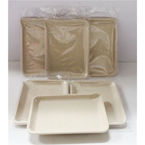 NEW 6PK  8" PLASTIC ROLLING TRAYS-CREAM