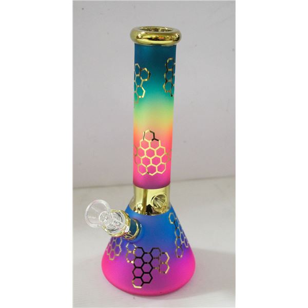 NEW 11" RAINBOW HONEYCOMB GLASS BEAKER BONG