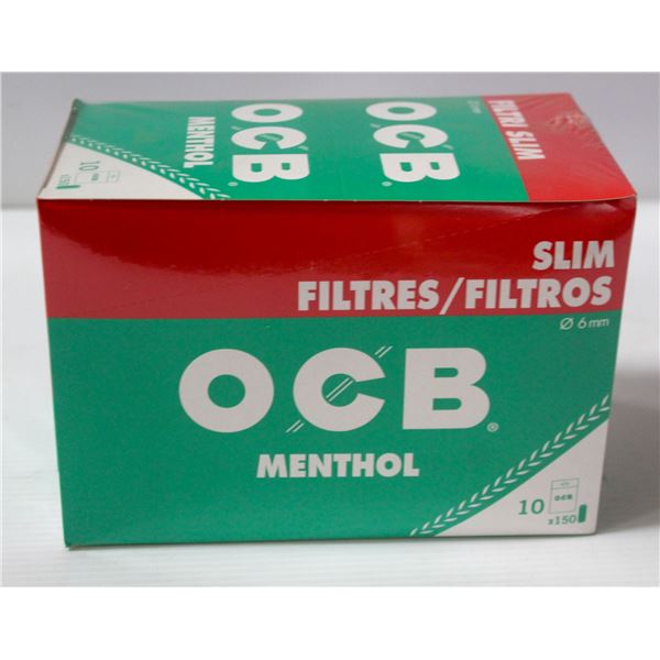OCB 10 PK 6MM SLIM MENTHOL FILTERS; 150/PK