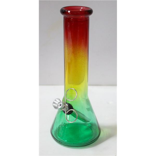 8" GLASS BEAKER BONG 5MM THICK RASTA