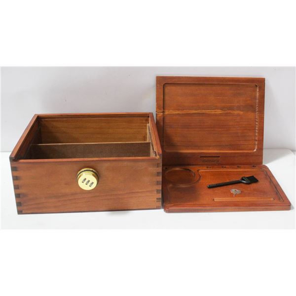 NEW SHOMORY WOODEN, LOCKABLE STASH BOX.