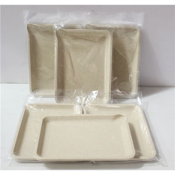 NEW 6PK  8" PLASTIC ROLLING TRAYS-CREAM