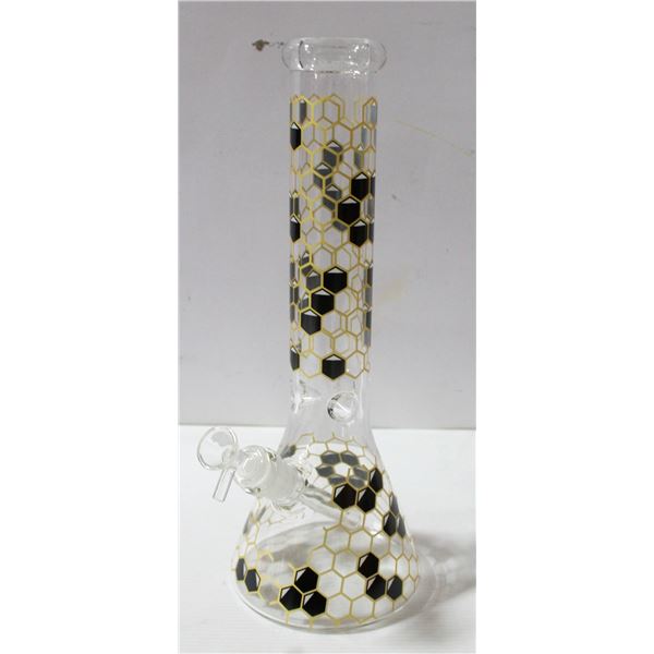 NEW 13.5" BLACK HONEYCOMB GLASS BEAKER BONG