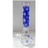 Image 1 : NEW 14" CLEAR BLUE LEAF ETCHED BEAKER BONG