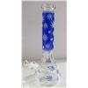 Image 1 : NEW 14" CLEAR BLUE LEAF ETCHED BEAKER BONG