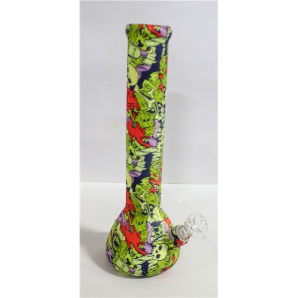 NEW 14" SILICONE PRINTED BONG W/ GLASS BOWL;