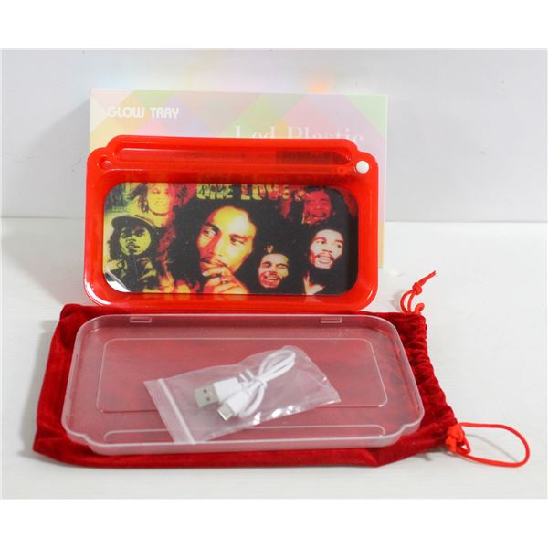 NEW RED GLOW TRAY; LED PLASTIC ROLLING TRAY- 7