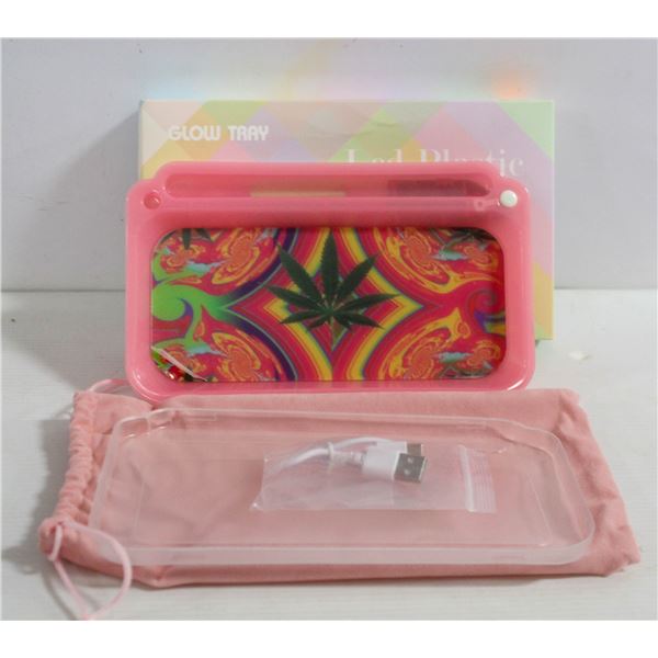 NEW PINK GLOW TRAY; LED PLASTIC ROLLING TRAY- 7