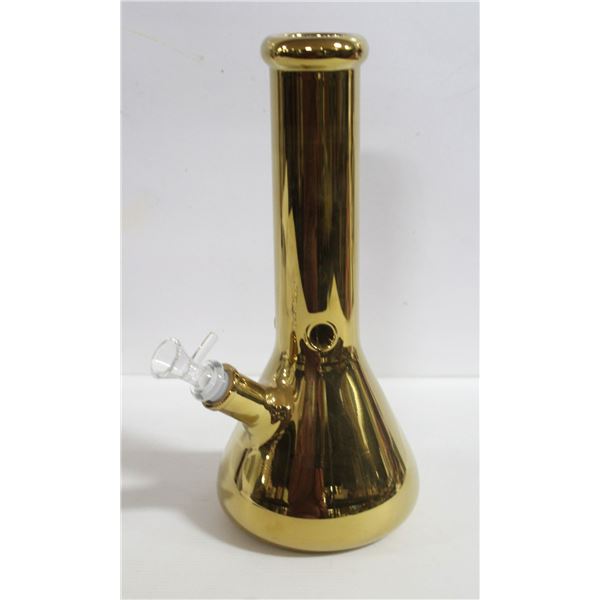 NEW 12" GOLD COLOURED BEAKER BONG