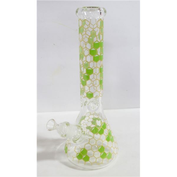 NEW 12" GREEN BEAKER BONG WITH HONEYCOMB DESIGN