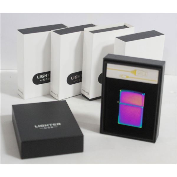 6PK OF USB LIGHTERS; METALLIC RAINBOW