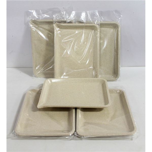 NEW 6PK  8" PLASTIC ROLLING TRAYS- CREAM