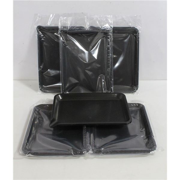NEW 6PK  8" PLASTIC ROLLING TRAYS- BLACK