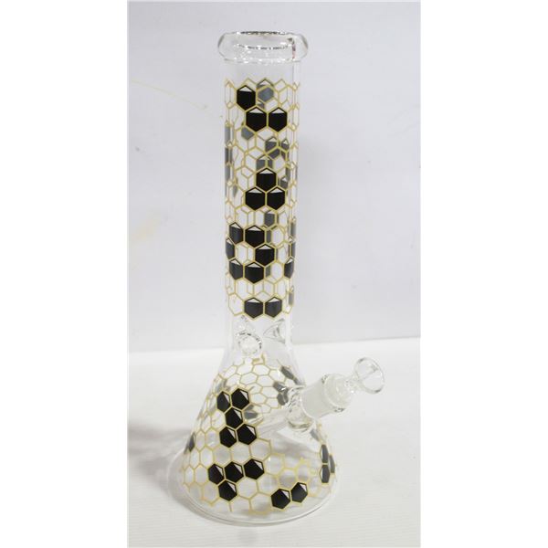 NEW 13.5" BLACK HONEYCOMB GLASS BEAKER BONG