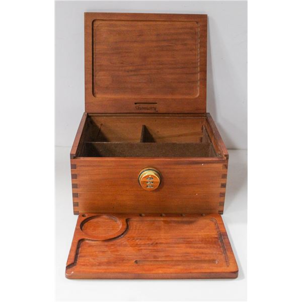 NEW SHOMORY WOODEN, LOCKABLE STASH BOX.