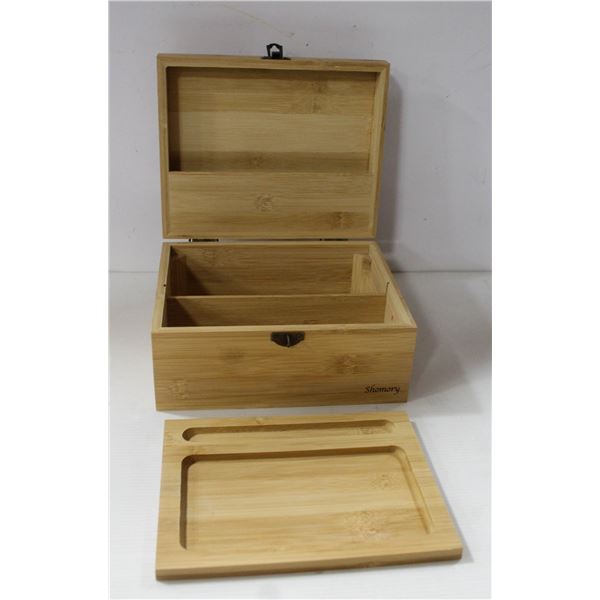 SHOMORY WOODEN STASH BOX W/ WOODEN INSERT TRAY